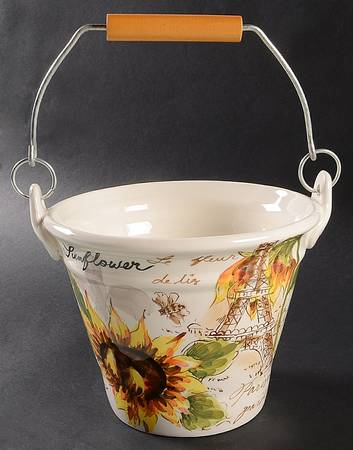 Sunflower & Tower 6" Handled Basket