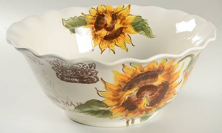 Sunflower Crown 12" Round Serving Bowl