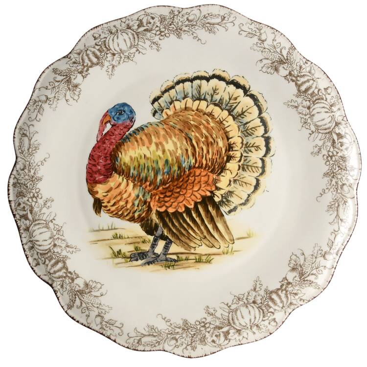 Turkey Toile 13" Chop Plate (Round Platter) by Maxcera Corp