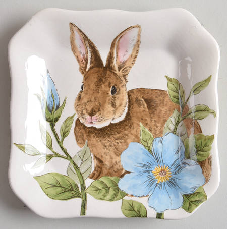 Floral Bunny Square Appetizer Plate
