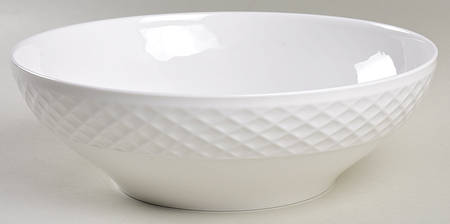 Trellis White 9" Round Serving Bowl