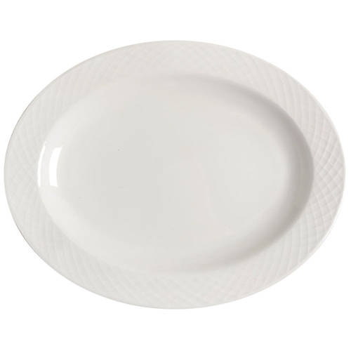 Trellis White 14" Oval Serving Platter
