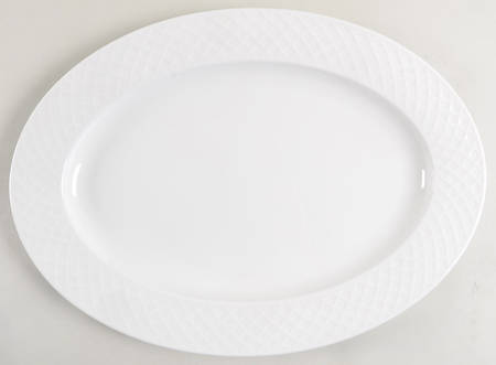 Trellis White 16" Oval Serving Platter