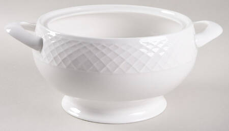 Trellis White 2 Qt Round Covered Casserole No Lid