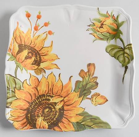 Sunflower and Acorn Square Salad Plate