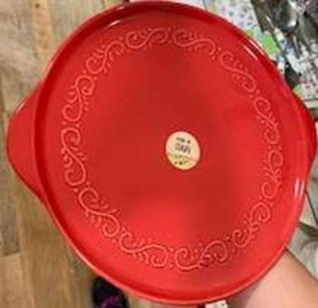 MLJ16 Red Handled Cake Plate by Maioliche Jessica