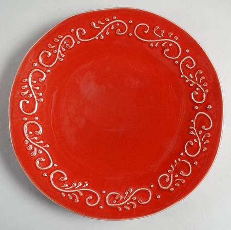 MLJ16 Red Salad Plate by Maioliche Jessica
