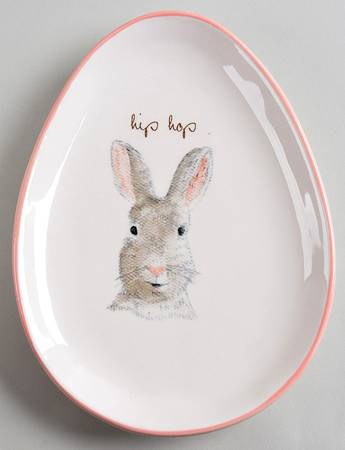 Easter Bunny Ears 8" Egg Shape Plate