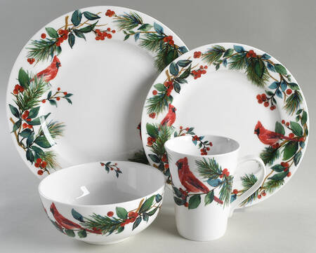 Winter Cardinal 4 Piece Place Setting