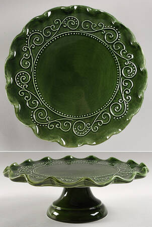 MLJ23 Green 11" Diameter Pedestal Cake Stand