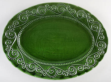 MLJ23 Green 17" Oval Serving Platter