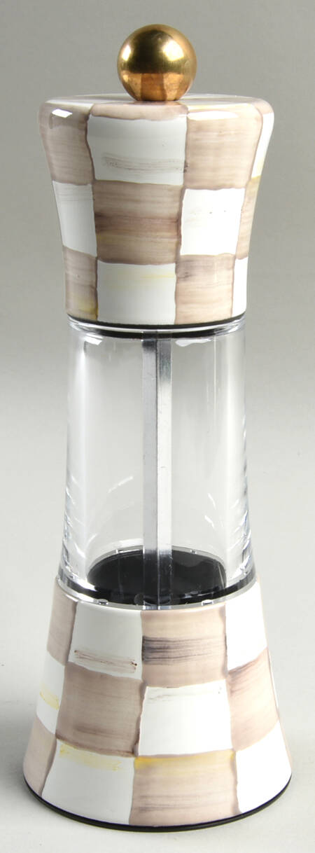 Mocha Check (Enamelware) Grinder for Salt Or Pepper Mill