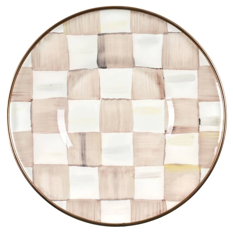 Mocha Check (Enamelware) Saucer