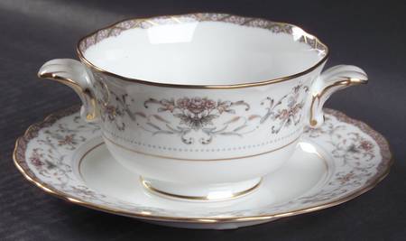 Astorbrook Cream Soup Bowl & Bread Plate/Saucer  Set by Noritake