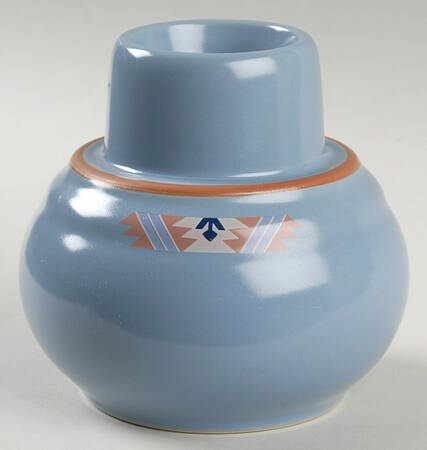 Blue Adobe Hurricane Lamp No Globe by Noritake