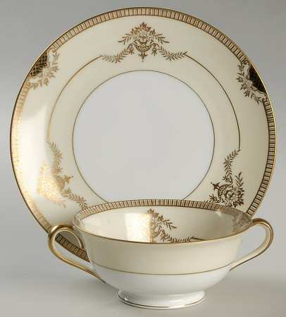 Goldier Footed Cream Soup Bowl & Saucer Set by Noritake