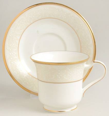 White Palace Footed Cup & Saucer Set by Noritake