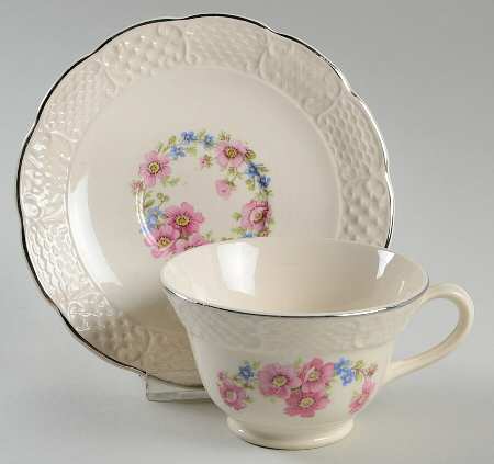 Floral Krest Footed Cup & Saucer Set