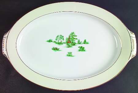 Oriental Green 17" Oval Serving Platter