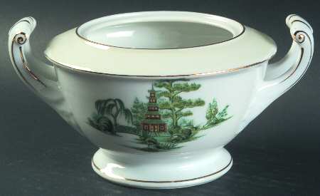 Oriental Green Sugar Bowl No Lid