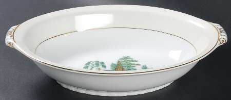 Oriental Green 11" Oval Vegetable Bowl