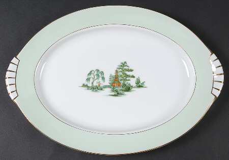 Oriental Green 12" Oval Serving Platter