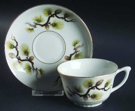 Shasta Pine White Footed Cup & Saucer Set