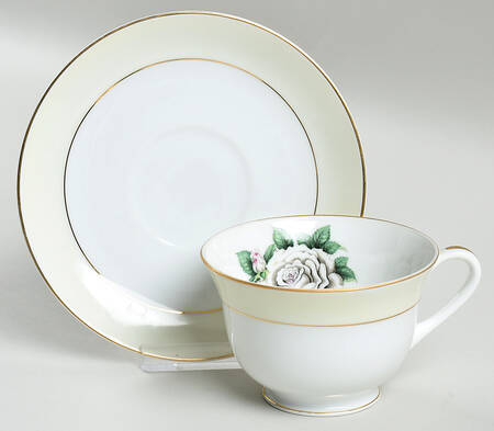 White Rose Footed Cup & Saucer Set