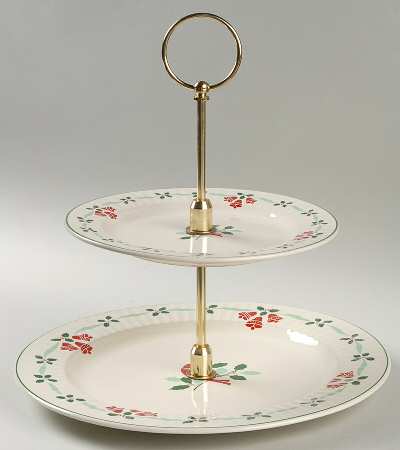 Bells & Holly 2 Tiered Serving Tray (Dinner & Salad Plate)