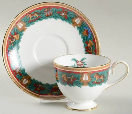 Christmas Tradition Footed Cup & Saucer Set