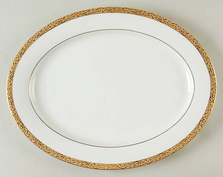 Gold Filigree 14" Oval Serving Platter