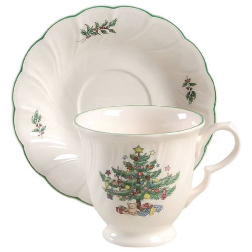 Happy Holidays Footed Cup & Saucer Set
