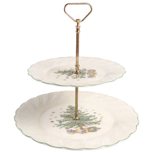 Happy Holidays 2 Tiered Serving Tray (Dinner & Salad Plate)