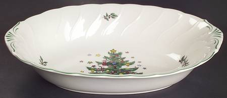 Happy Holidays 11" Oval Vegetable Bowl
