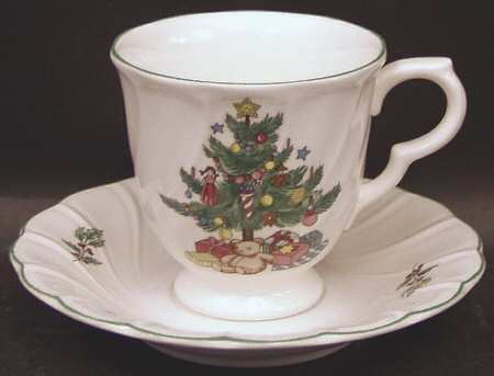 Happy Holidays Footed Demitasse Cup & Saucer Set
