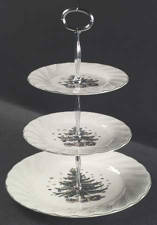 Happy Holidays 13 7/8"-14 1/4" 3-Tiered Serving Tray(DP,SP,BB) HC