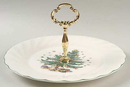 Happy Holidays Round Serving Plate with Handle (DP)