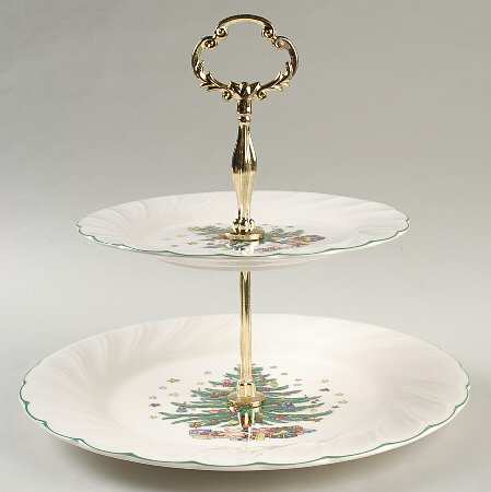 Happy Holidays 2 Tiered Serving Tray (Dinner & Salad Plate)