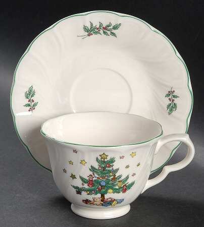 Happy Holidays Footed Cup & Saucer Set