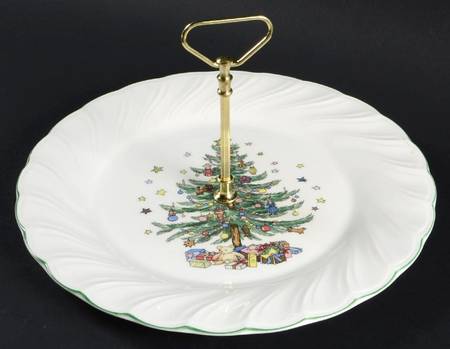 Happy Holidays Round Serving Plate with Handle (DP)