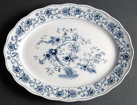 Ming Tree Blue (Double Phoenix Backstamp) 14" Oval Serving Platter