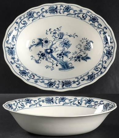 Ming Tree Blue (Double Phoenix Backstamp) 10" Oval Vegetable Bowl