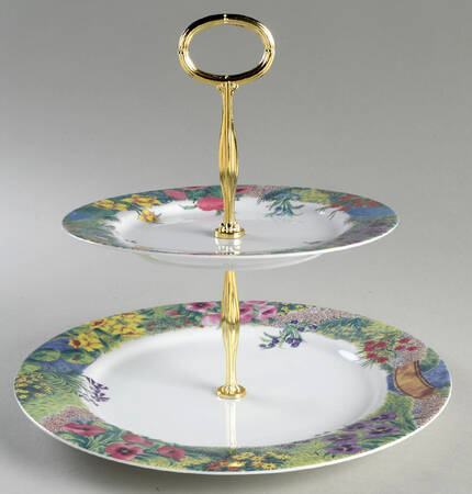 Secret Garden 6 5/8"-10"  2 Tiered Serving Tray (Dp, Sp) HC