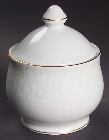 White Lace Gold Sugar Bowl & Lid