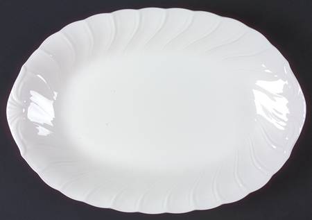 White Satin 14" Oval Serving Platter