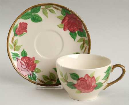 American Beauty Rose Flat Cup & Saucer Set