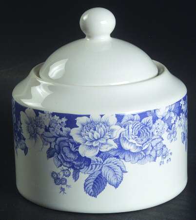 Indigo Rose Sugar Bowl & Lid