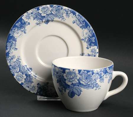 Indigo Rose Flat Cup & Saucer Set