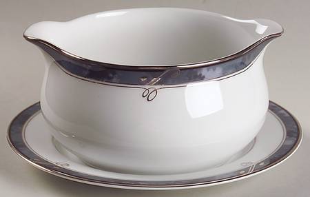 Moonstone Round Gravy Boat & Bread and Butter Stand