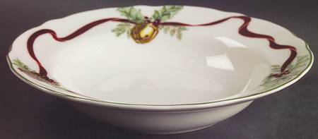 Holly Bells Rim Soup Bowl